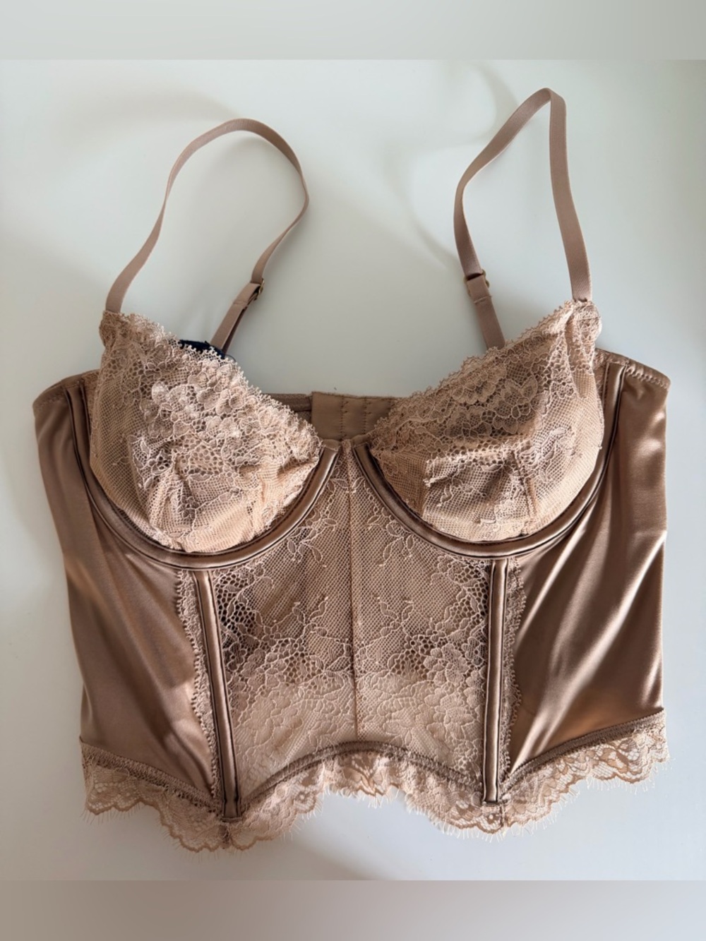 Abercrombie & Fitch Nude/Tan Lace Longline Bra Top